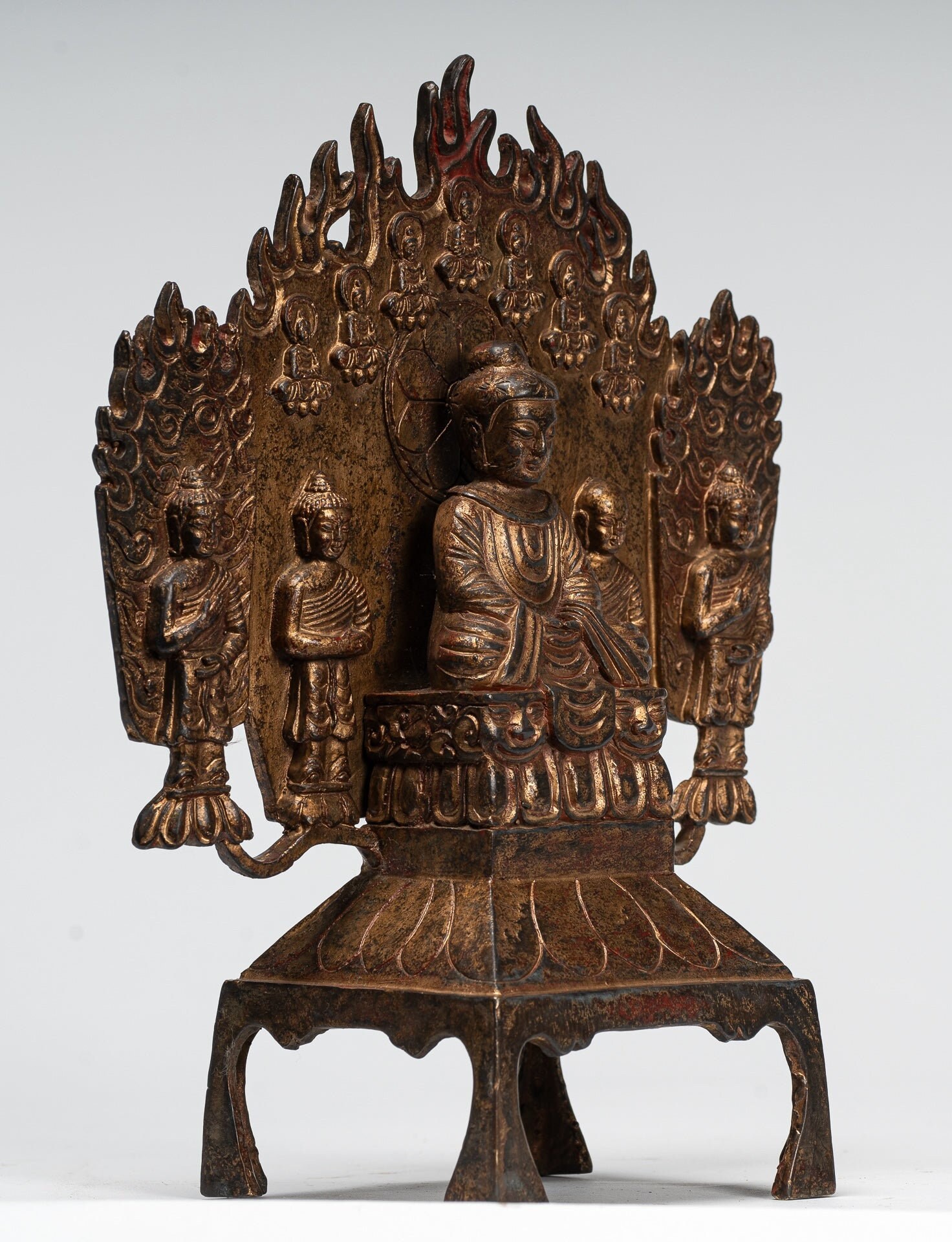 日本の仏像 - アンティークな日本風瞑想阿弥陀仏像 - 25 cm/10