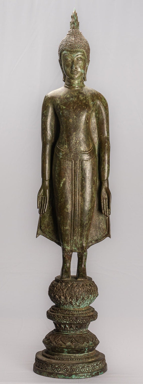 19世紀タイの木製仏立像アンティーク