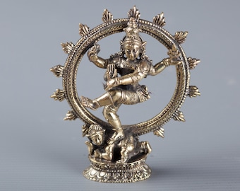 Small Minature Shiva Statue - Thailand Brass Dancing Shiva statue as Lord Nataraja - 7.5cm(3") Tall