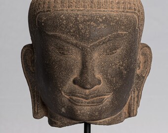 コレクター収集　タイ　クメール仏像　頭部　台付 第7回 クメール美術、タイのお像。 | 常設展へ行こう！ 013 東京国立