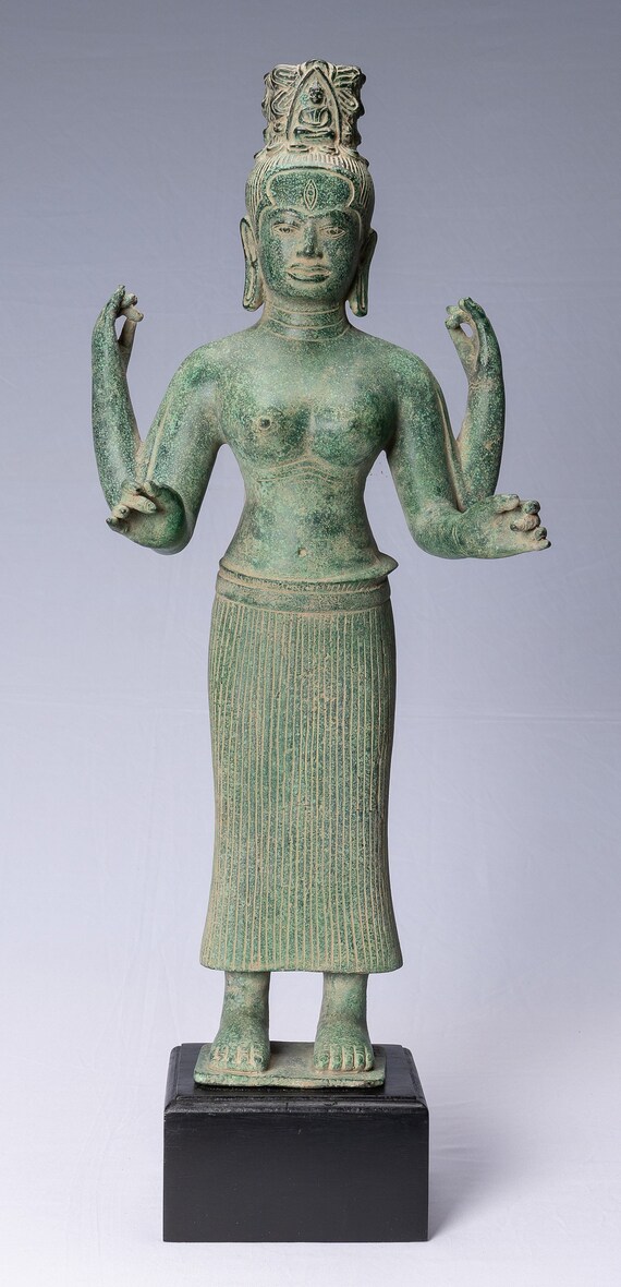 クメール青銅 女神立像