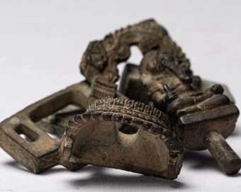 ガネーシャ像 - アンティークタイ風 ブロンズ製 ガネーシャ座像 - 11