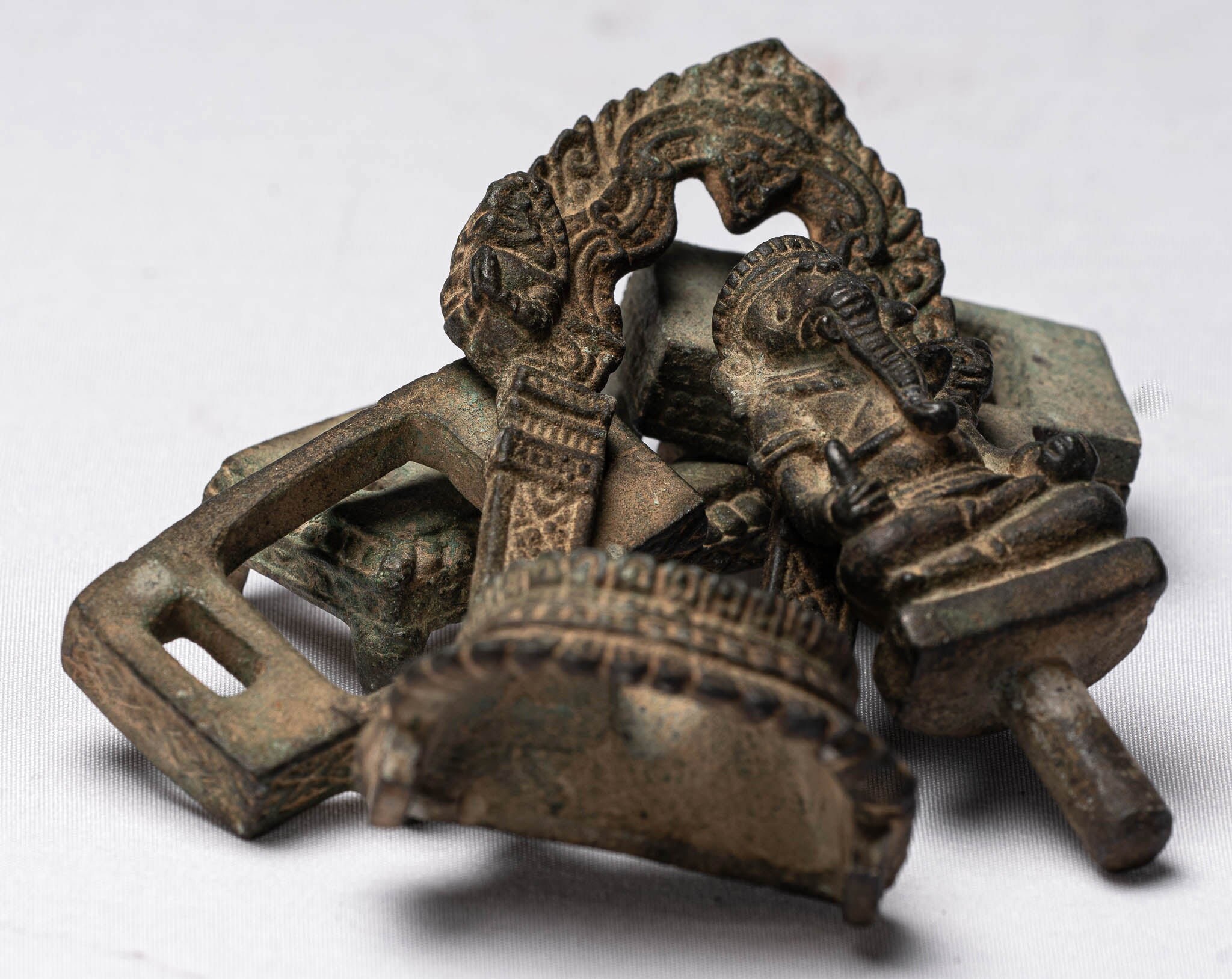 ガネーシャ像 - アンティークタイ風 ブロンズ製 ガネーシャ座像 - 11