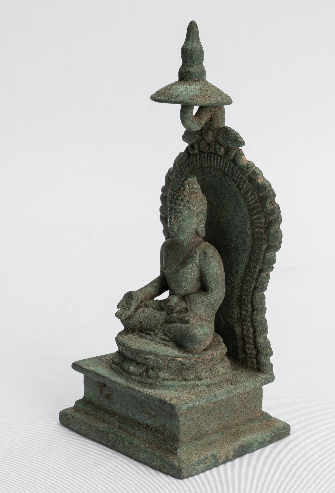 Buddha Statue Antique Indonesian Style Seated Bronze Etsy