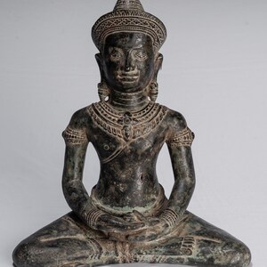Antike Bronze Sitzende Amitbha Meditation Buddha Statue - 34cm