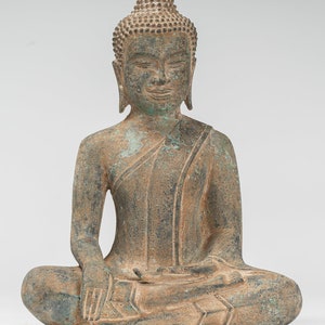 Buddha Statue - Antike sitzende Erleuchtung Buddha Statue im thailändischen Stil - 26cm