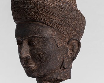 骨董　アンティーク　クメール　仏頭　ブッダ　Buddha head 仏像　石仏 Yahoo!オークション -「クメール 仏頭」の落札相場・落札価格
