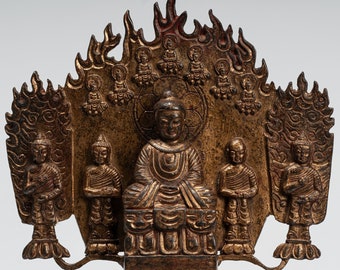 日本の仏像 - アンティークな日本風瞑想阿弥陀仏像 - 25 cm/10