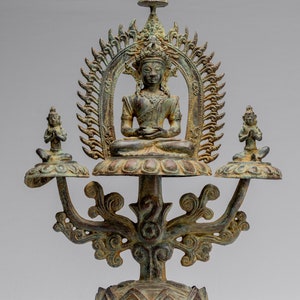 Buddhastaty - Antik indonesisk bronsstil Javanesisk meditationsbuddhastaty - 49 cm