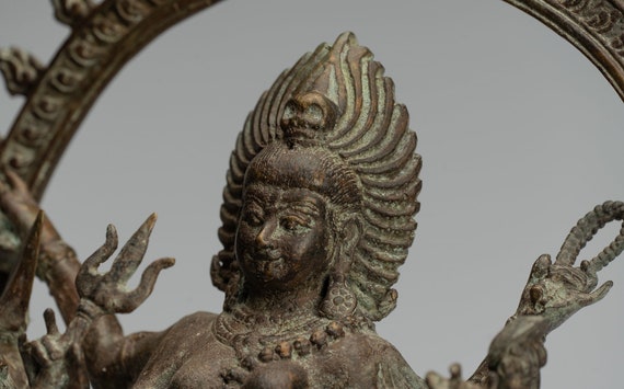 Shiva Statue - Antique Indonesian Style Bronze Javanese Standing 6