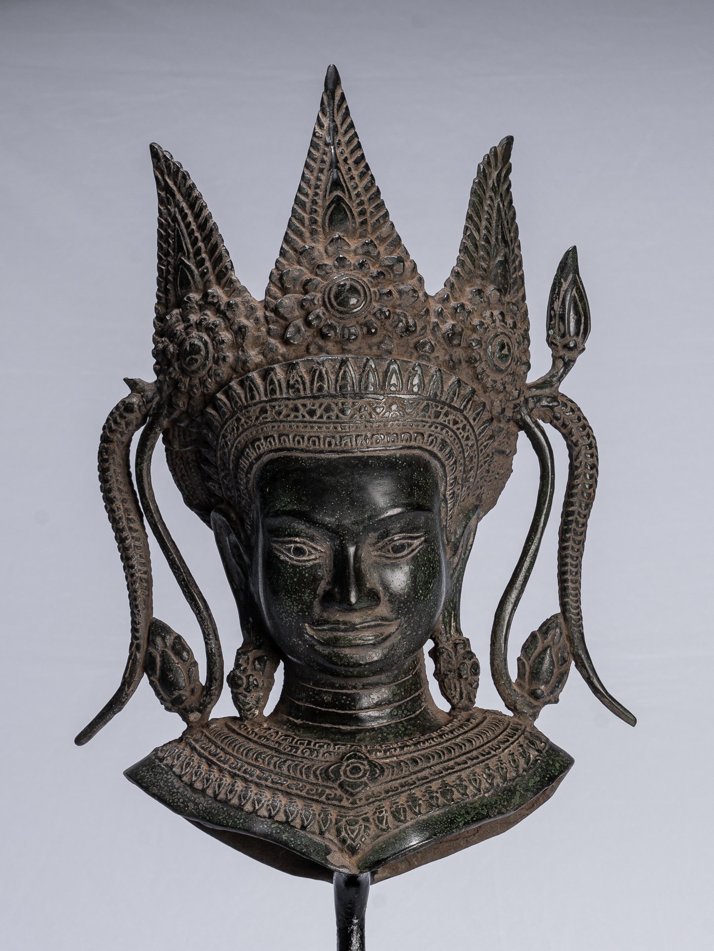Apsara - Antique Khmer Style Mounted Angkor Wat Apsara or Angel Statue - 49cm/20"