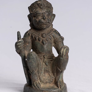 Antique Indian Style Bronze Hindu God Hanuman Statue - Avatar of Shiva - 18cm/7&quot; Tall