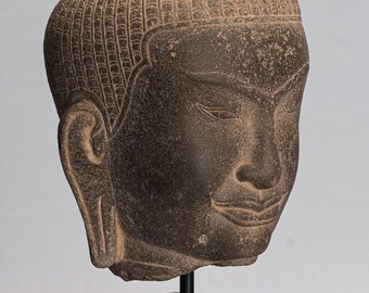 骨董　アンティーク　クメール　仏頭　ブッダ　Buddha head 仏像　石仏 Amazon.co.jp: Psdndeww 樹脂ブッダヘッド像コレクターと