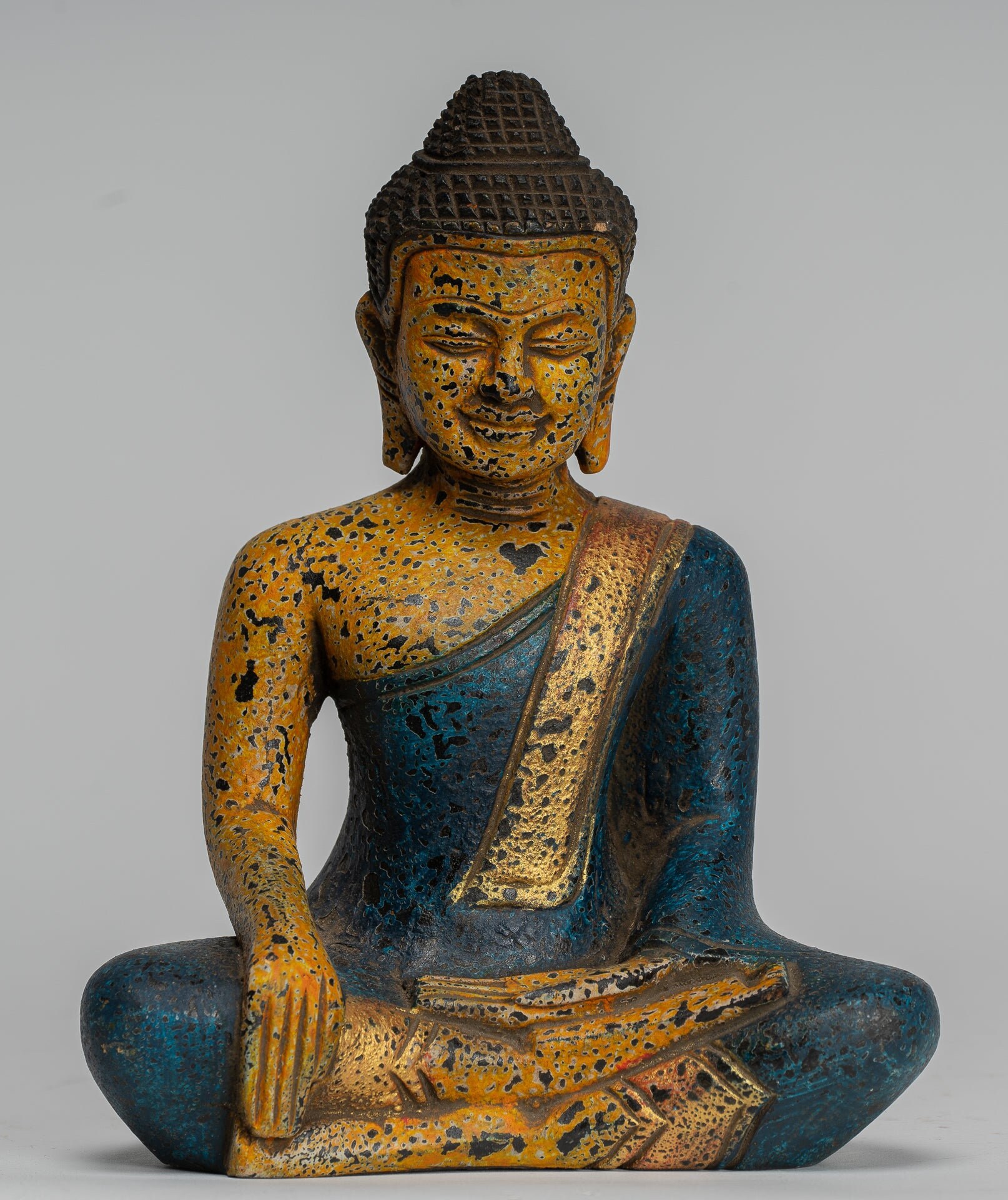 仏像 - アンティーク クメール スタイル 東南アジア 木製 悟りを開いた