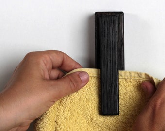 Hand towel holder, wood towel hook, bathroom accessories black