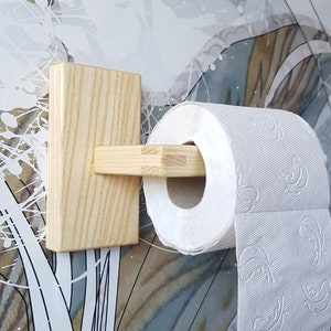 Ash wood toilet paper holder rack image 2