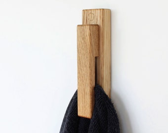 2 pièces de crochets muraux en bois NOUVEAU DESIGN avec vis, porte-serviettes de salle de bain en bois de chêne, porte-serviettes de cuisine Minimal Home Decor ensemble de 2