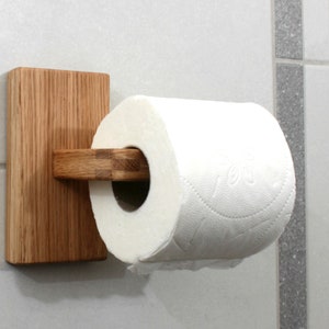 Oak wood toilet roll holder. Wood toilet paper holder. image 1