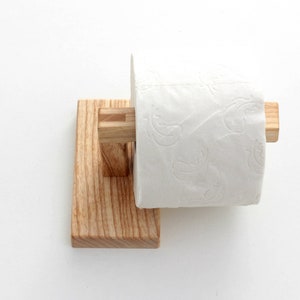 Ash wood toilet paper holder rack image 4