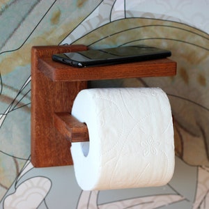Toilet Paper Holder With Shelf Minimalist Bathroom Wood Toilet