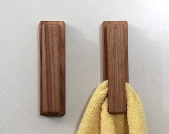 Oak Wood Wall Hook, Wooden Bathroom Towel Holder, Minimal Home