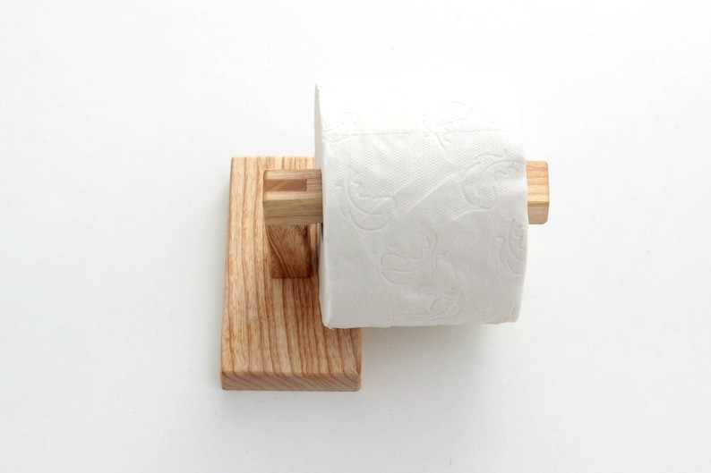 Ash wood toilet paper holder rack image 4