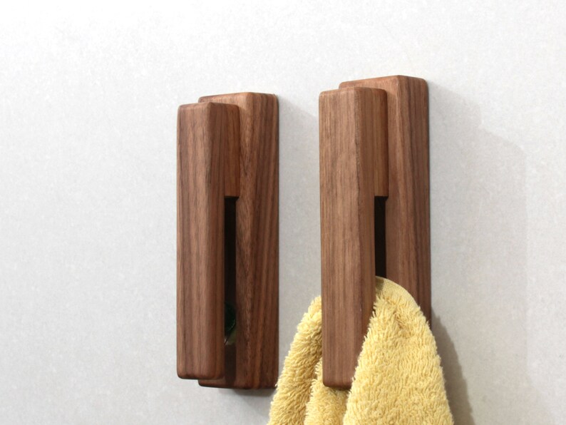 Towel Hooks Walnut Wall Hooks Wood Towel Rack Wooden Towel Etsy