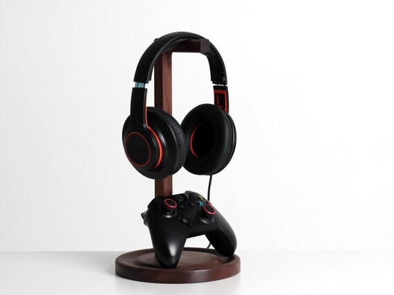 Support casque en bois avec support de manette Xbox ou PS noyer,  configuration de jeu personnalisée -  France