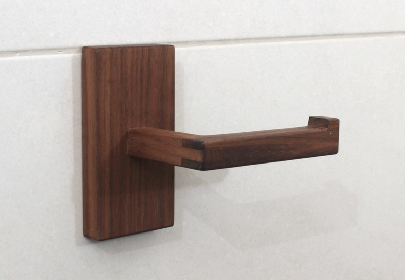 Oak wood toilet roll holder. Wood toilet paper holder. image 5