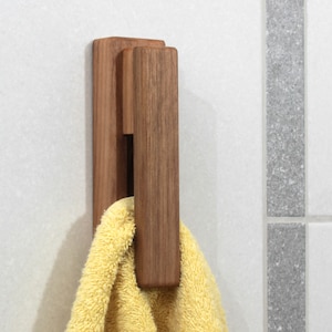 Walnut Towel Holder set of 2 - Wood Wall Hook Personalized Bathroom Towel Hooks Wooden Hooks Minimalist Home Decor