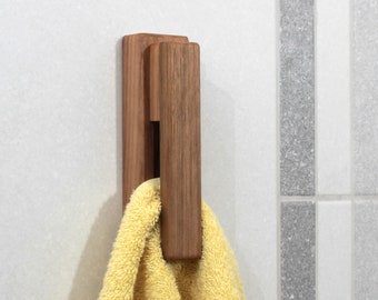 Walnut Towel Holder set of 2 - Wood Wall Hook Personalized Bathroom Towel Hooks Wooden Hooks Minimalist Home Decor