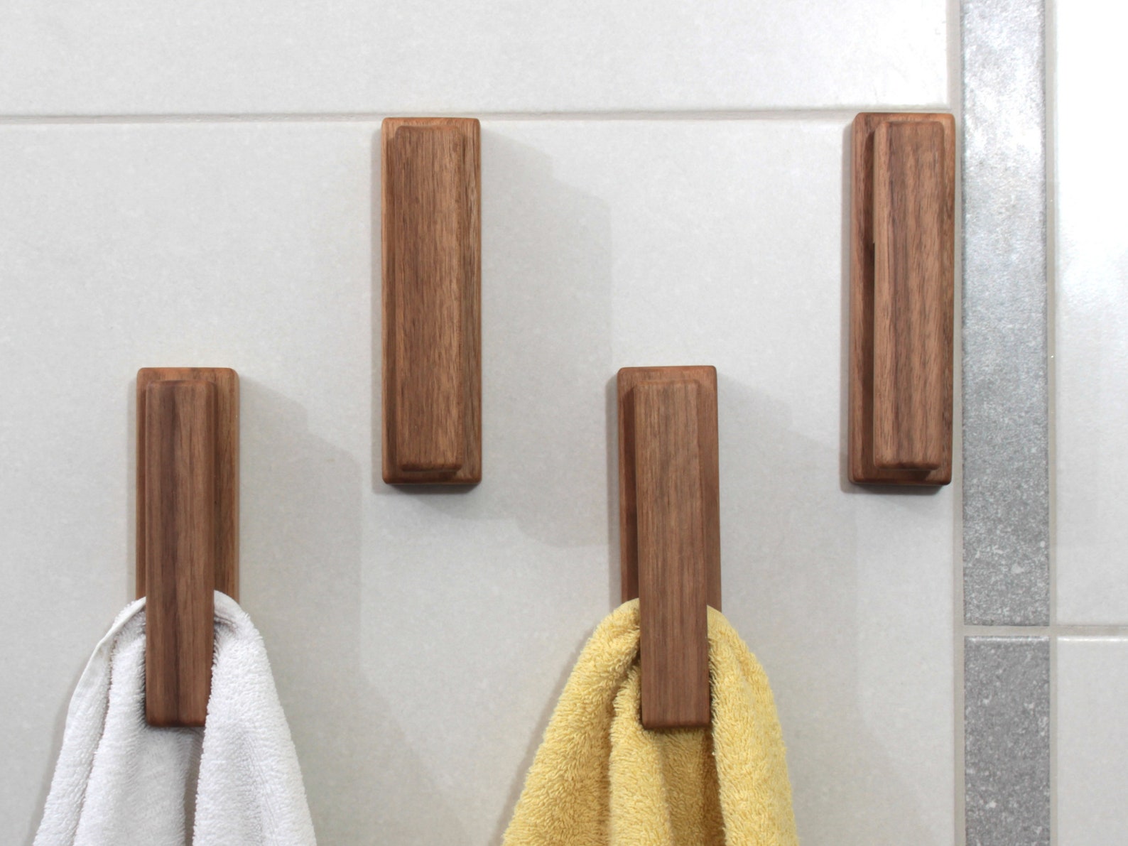 Walnut Wood Hooks Wooden Towel Holder Bathroom Gift Ready to | Etsy
