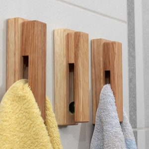 Wood Towel Holder Ring Oak Wood Wall Hook Eco Friendly Bathroom Decor Minimal Wooden Hooks for Wall Etsy