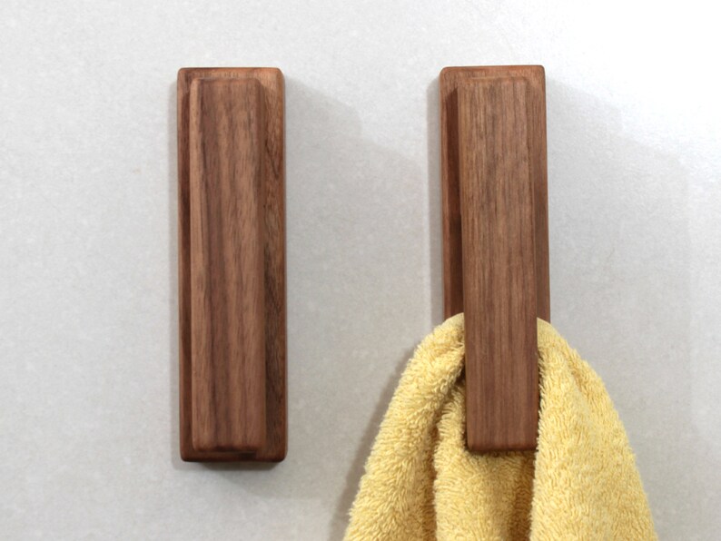 Towel Hooks Walnut Wall Hooks Wood Towel Rack Wooden Towel Etsy