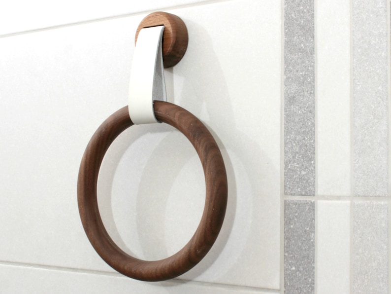 Walnut Wood Towel Ring Wooden Wall Towel Rack Personalized Etsy