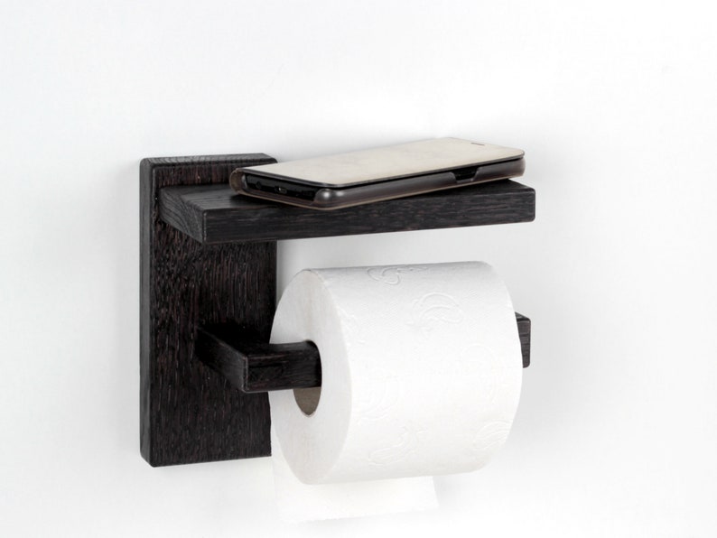 Black Toilet Paper Holder With Shelf Toilet Roll Holder Etsy