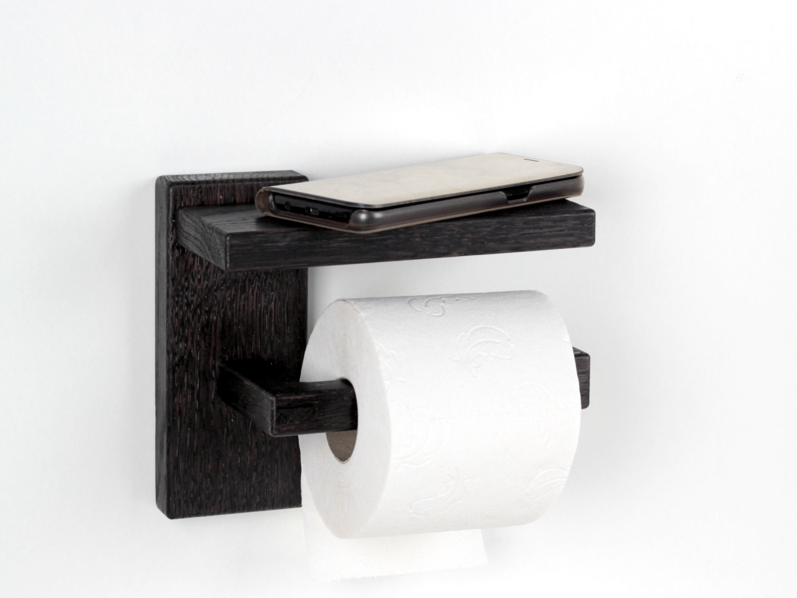 CISILY Black Toilet Paper Holder Stand with Phone Shelf, Bathroom Toliet  Decor Decoration. Tissue Roll Free Standing Storage, Rv Accessories