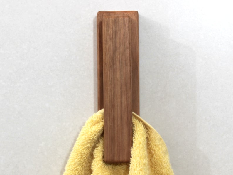Walnut Towel Holder Wood Wall Hook Personalized Bathroom Etsy