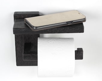 Black Toilet Paper Holder With Shelf Toilet Roll Holder Black Minimalist Bathroom Decor Etsy
