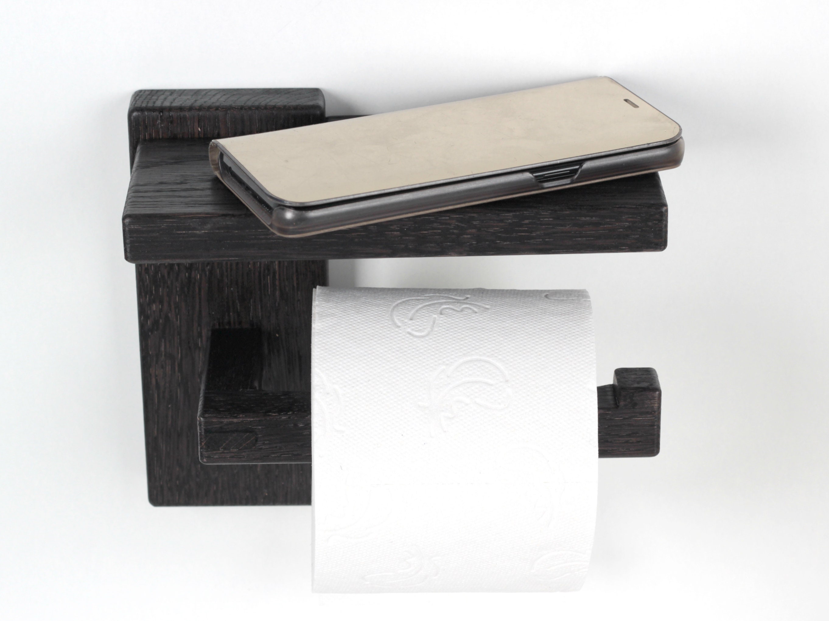 Black Toilet Paper Holder With Shelf Toilet Roll Holder Black Minimalist  Bathroom Decor 