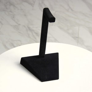 Handmade Minimalist Wood Headphone Stand with Deep Matte Black Flocked Surface image 8