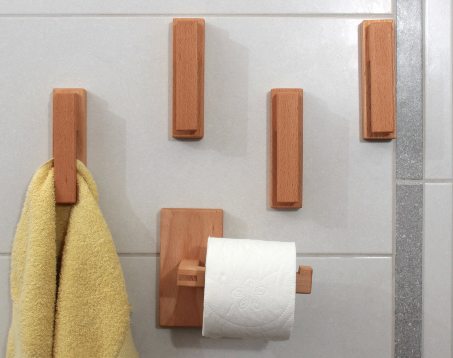 Wood Towel Hooks Beech Wood Wall Hooks Hand Towel Holder Etsy