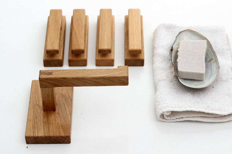 Oak Wood Wall Hook Wooden Bathroom Towel Holder Minimal Home - Etsy