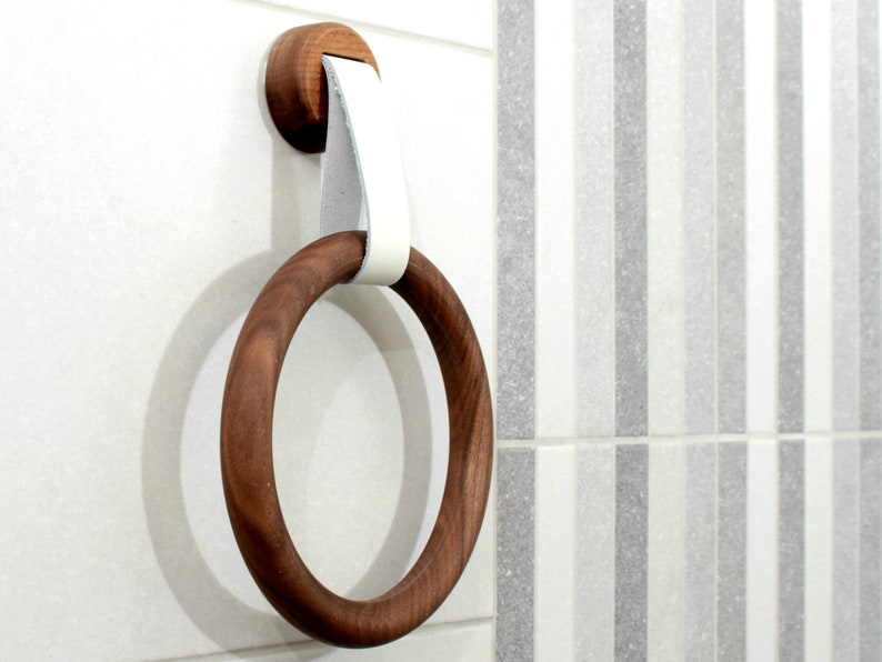 Walnut Wood Towel Ring Wooden Wall Towel Rack Personalized Etsy