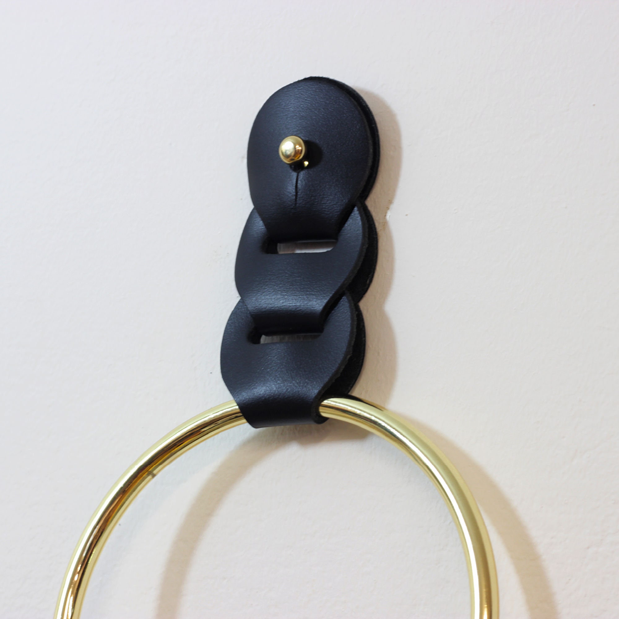 Hand Towel Ring Gold Metal Ring and Leather Strap Towel Etsy UK