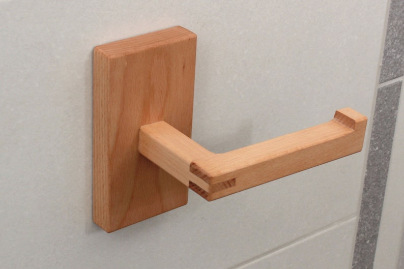 Oak wood toilet roll holder. Wood toilet paper holder. image 6