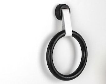 Black  Wood Towel Ring, Wood Towel Holder, Black Bathroom Accessoires