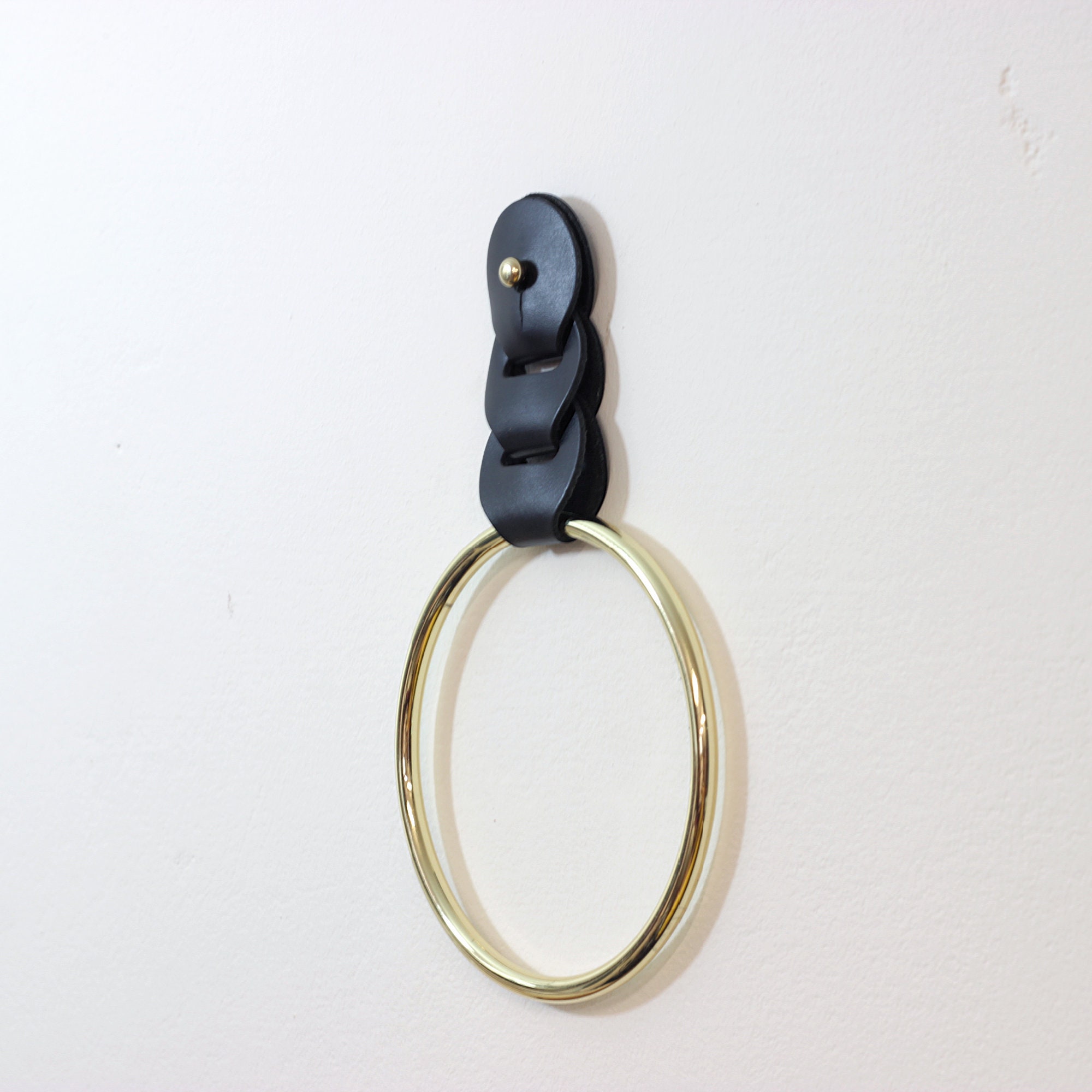 Hand Towel Ring Gold Metal Ring and Leather Strap Towel Etsy UK