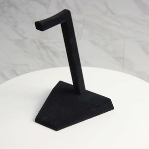 Handmade Minimalist Wood Headphone Stand with Deep Matte Black Flocked Surface image 10