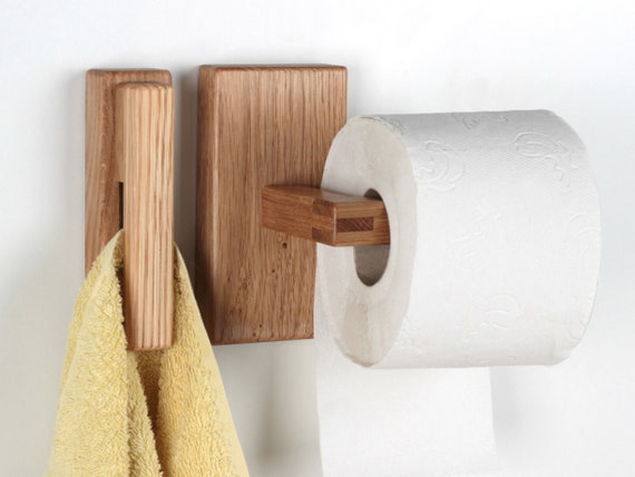 Portarrollos de Papel Higiénico y Toallero de Madera Juego de Baño Regalo  Ecológico Roble -  México